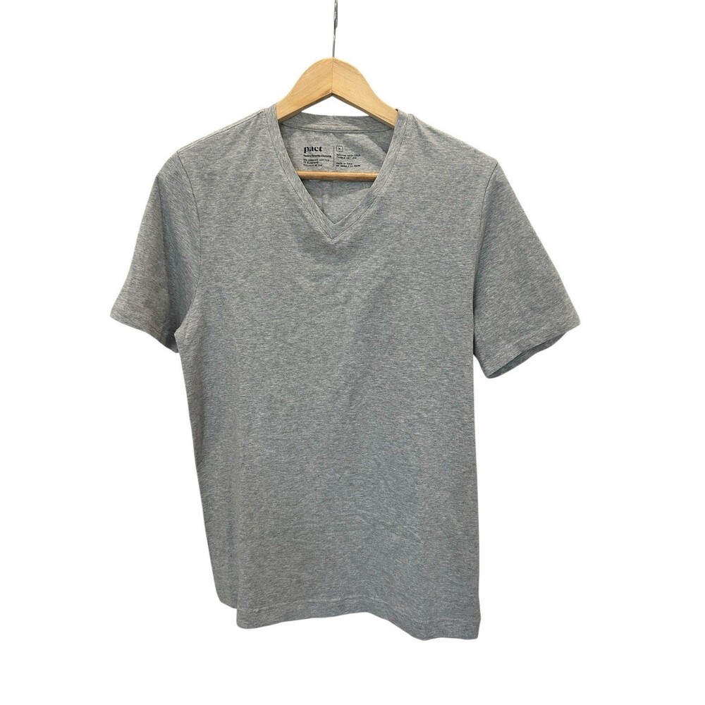 Pact Men's Softspun Essential Organic Cotton V-Neck Tee -Gray – Size M